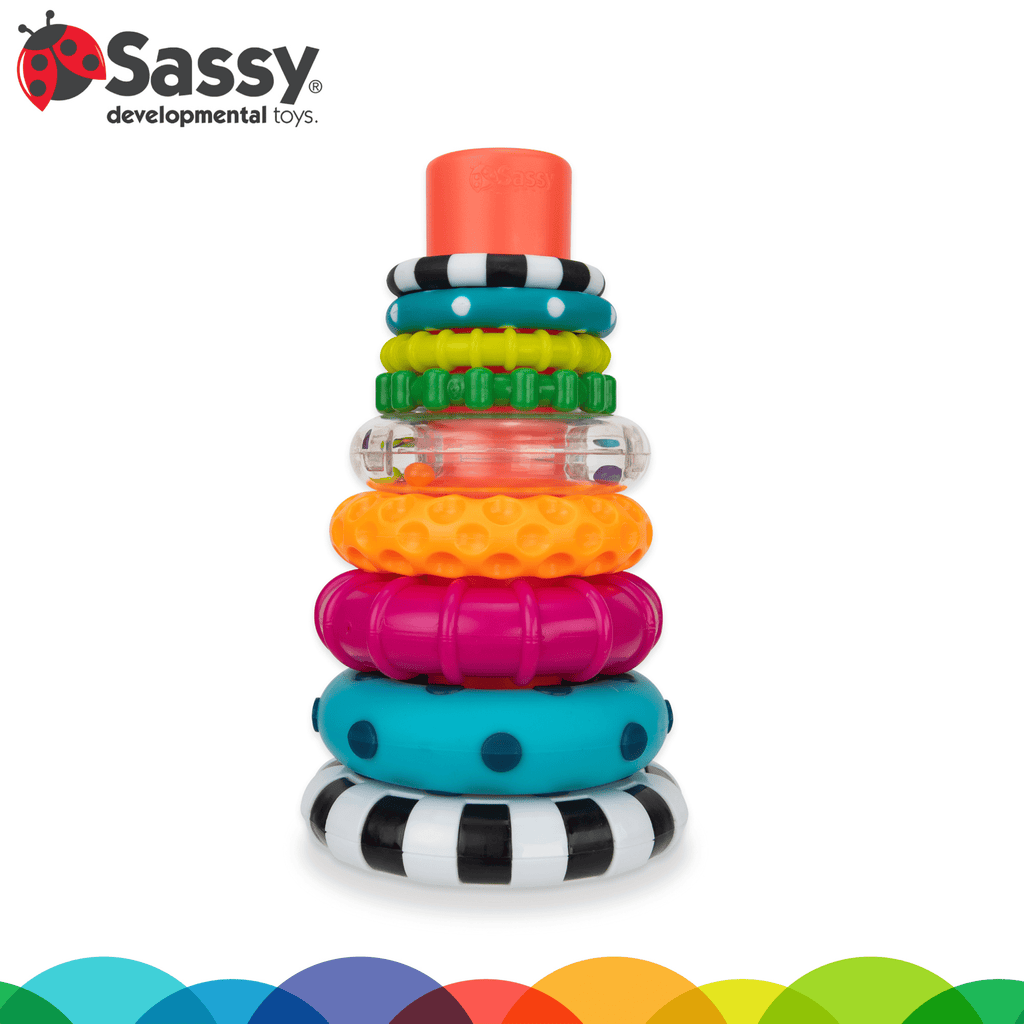 Sassy Stacks of Circles Stacking Ring STEM Learning Toy, 9 Piece Set, Ages 6 Months and Up
