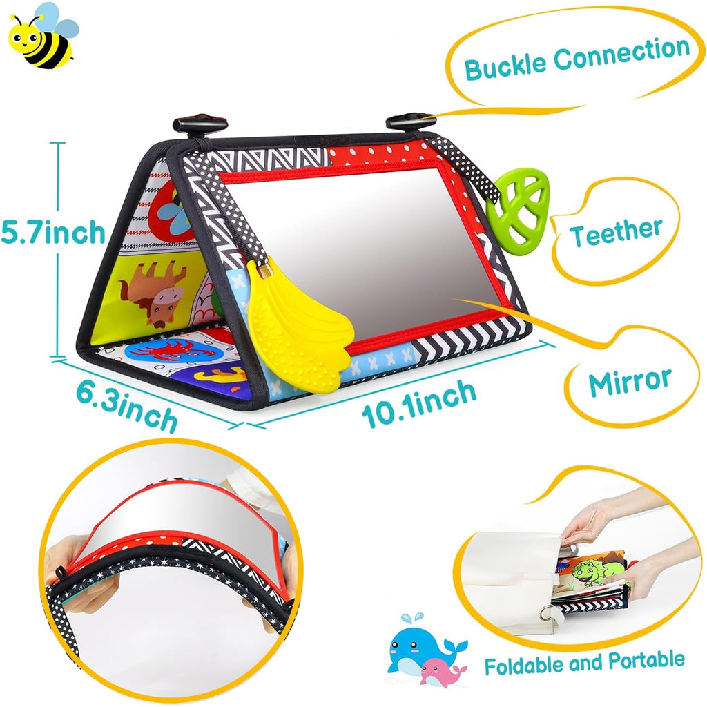 Tummy Play Time Baby Mirror Toys 0-6 Months, Infant Toys Newborn Toys 0-3 Months, Black and White High Contrast Toys for Babies 0 3 6 9 Months