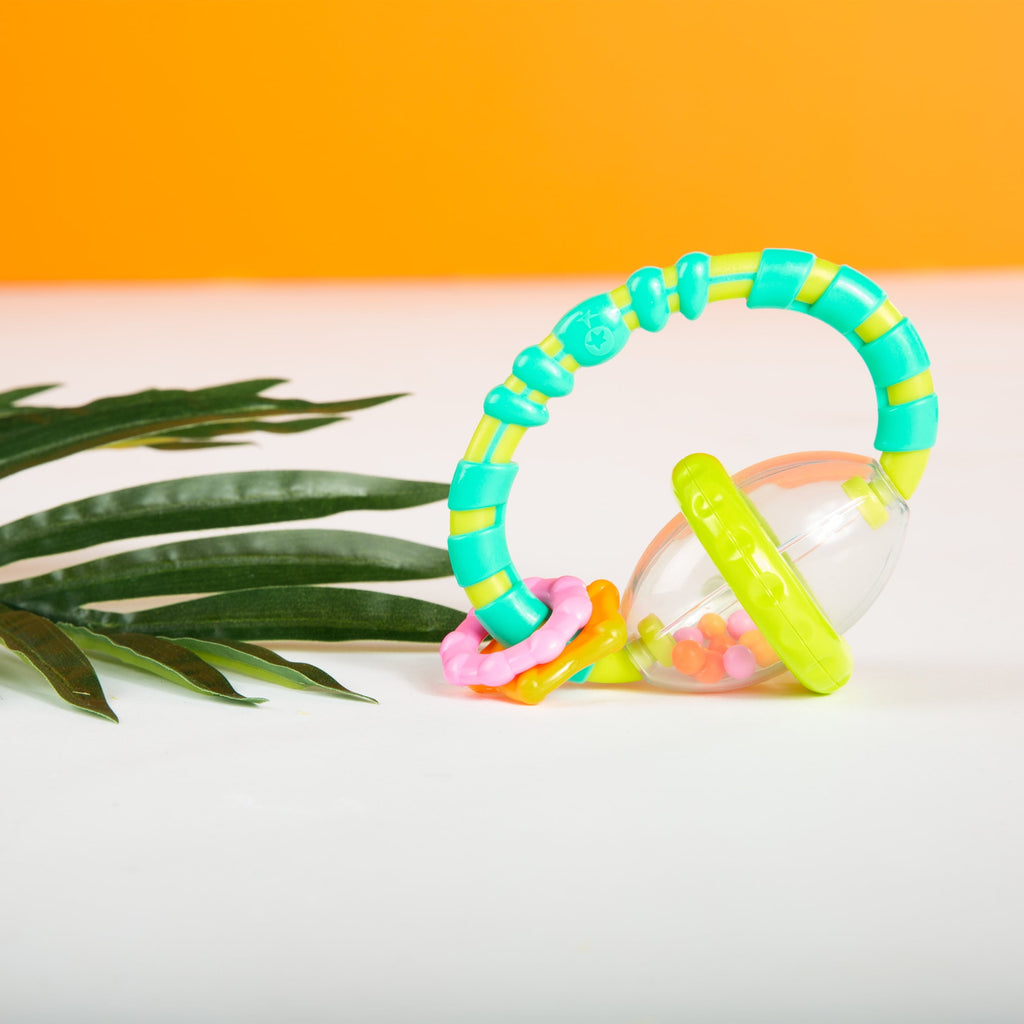 Bright Starts Grab and Spin Baby Rattle and BPA-Free Teether Toy, Ages 3 Months+