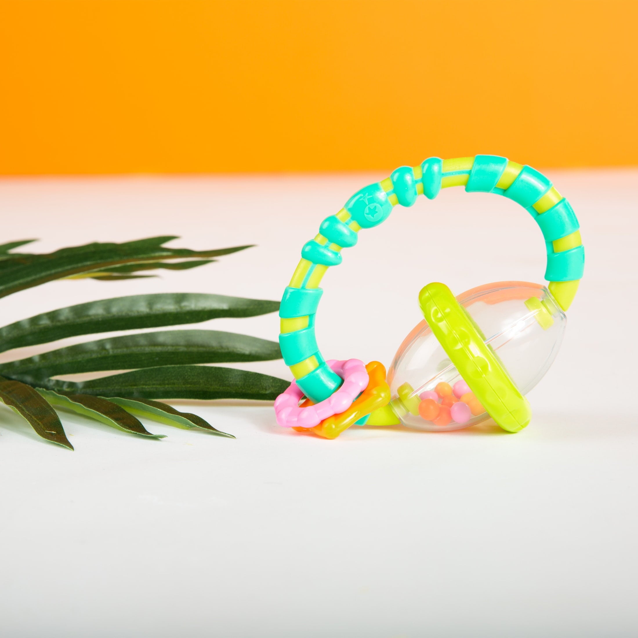 Bright Starts Grab and Spin Baby Rattle and BPA-Free Teether Toy, Ages 3 Months+