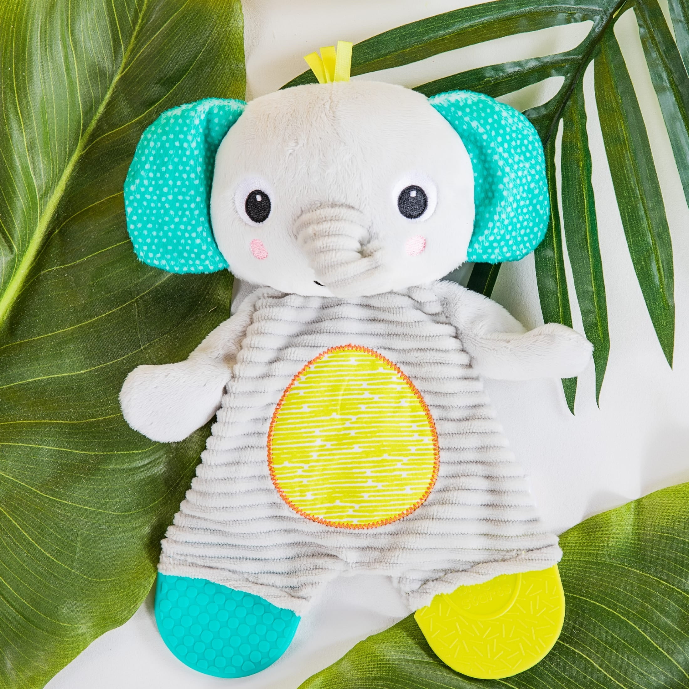 Bright Starts Snuggle & Teethe Plush Teether - Elephant, Unisex, Ages Newborn +