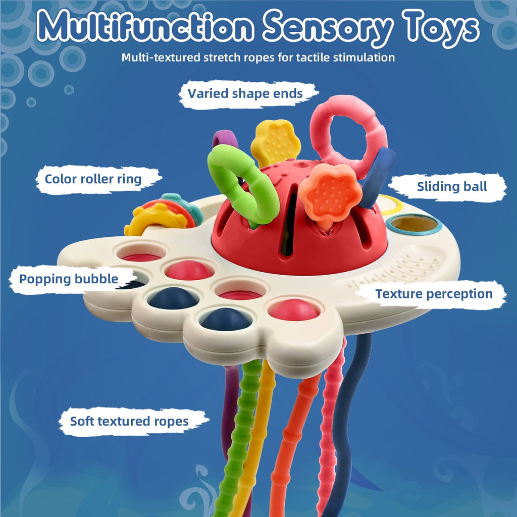 AiTuiTui Sensory Montessori Baby Toys , Toddler Learning Travel Toys for 18 Months Boy Girl Birthday Gifts, Soft Pull String Fidget Bath Toys for 18  24Months Infant Newborn
