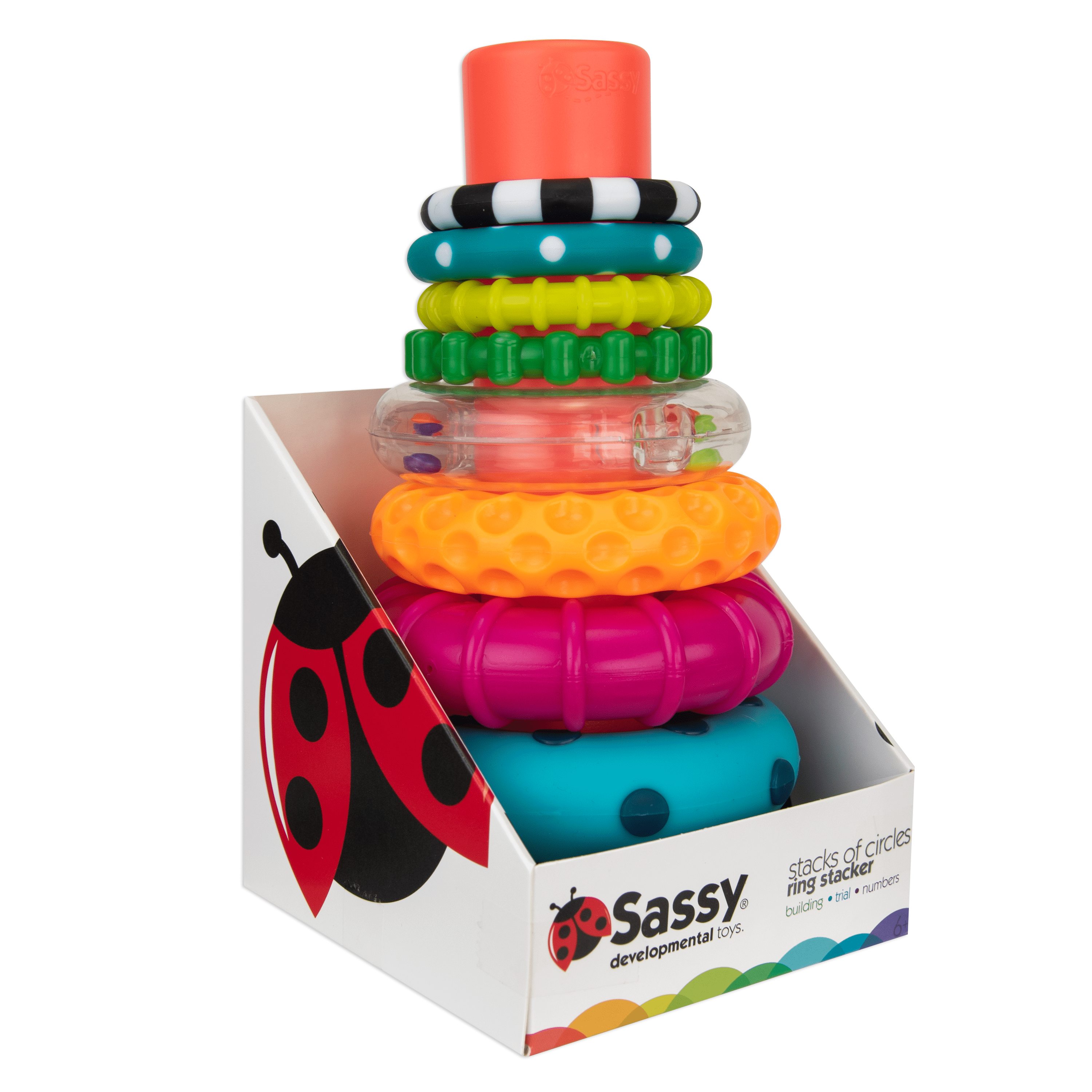 Sassy Stacks of Circles Stacking Ring STEM Learning Toy, 9 Piece Set, Ages 6 Months and Up