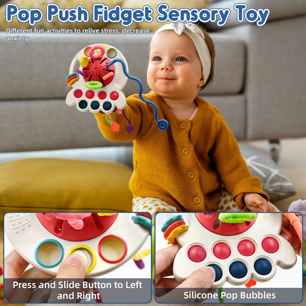 AiTuiTui Sensory Montessori Baby Toys , Toddler Learning Travel Toys for 18 Months Boy Girl Birthday Gifts, Soft Pull String Fidget Bath Toys for 18  24Months Infant Newborn