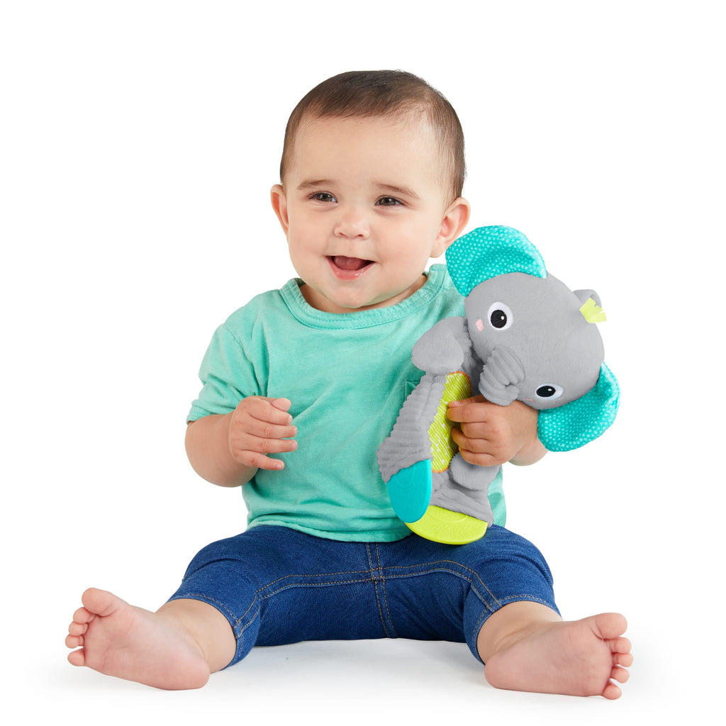 Bright Starts Snuggle & Teethe Plush Teether - Elephant, Unisex, Ages Newborn +