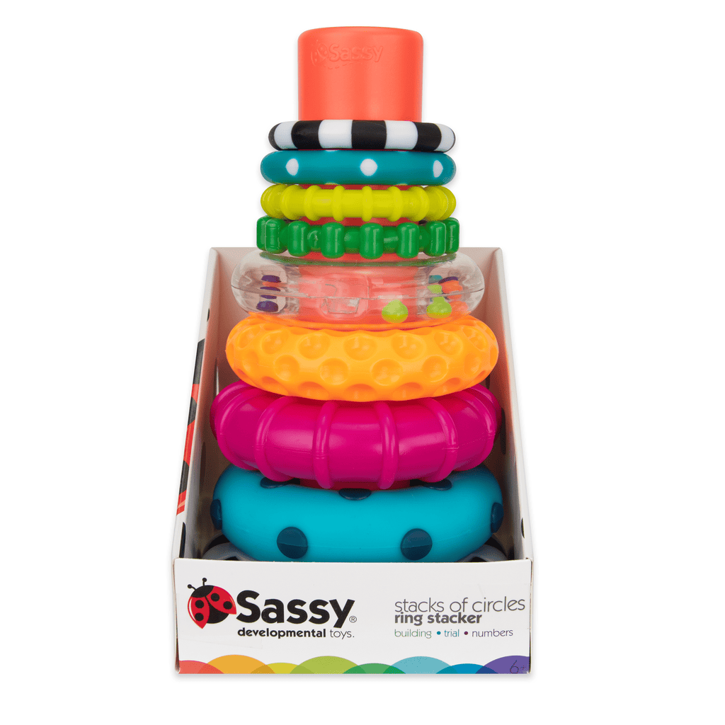 Sassy Stacks of Circles Stacking Ring STEM Learning Toy, 9 Piece Set, Ages 6 Months and Up