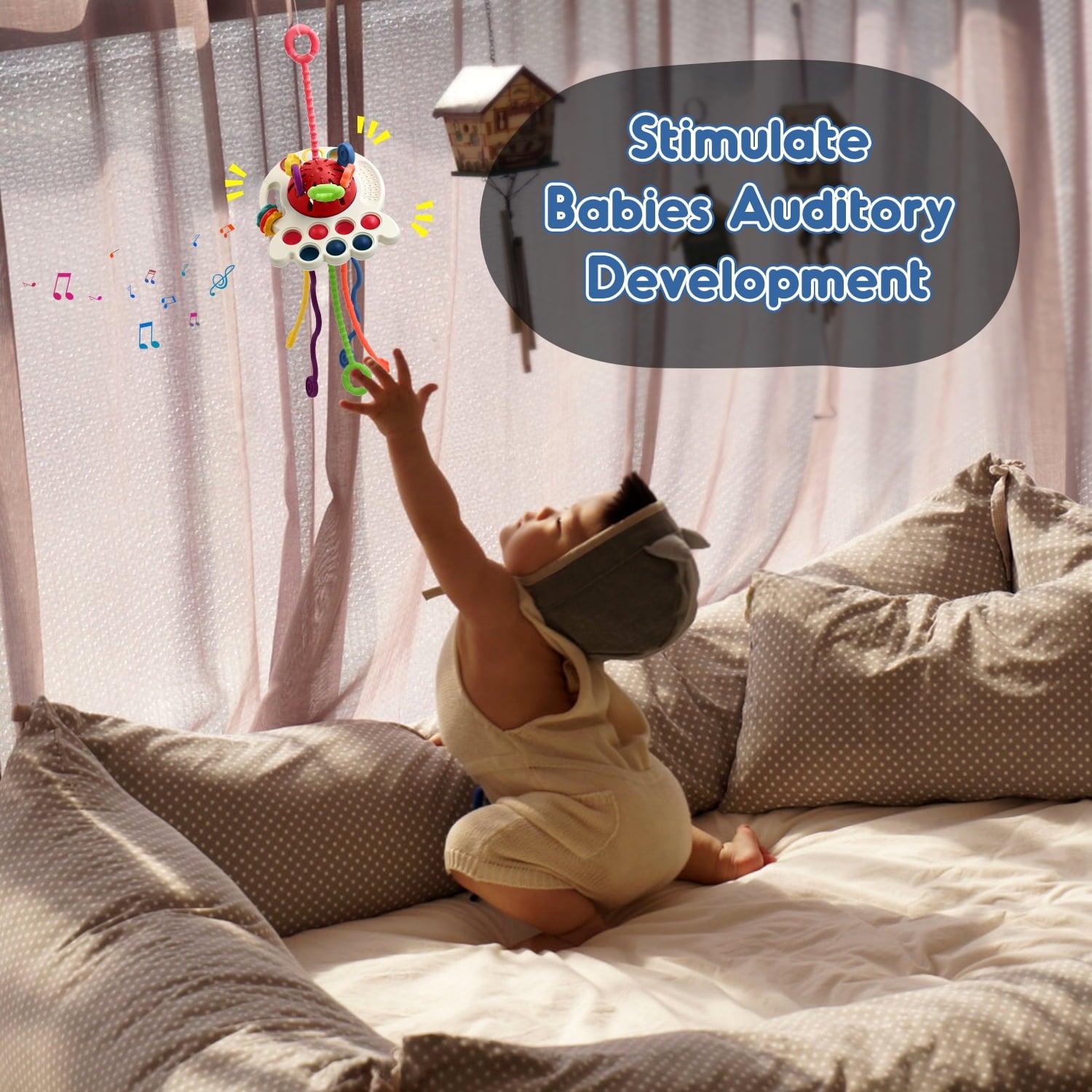 AiTuiTui Sensory Montessori Baby Toys , Toddler Learning Travel Toys for 18 Months Boy Girl Birthday Gifts, Soft Pull String Fidget Bath Toys for 18  24Months Infant Newborn