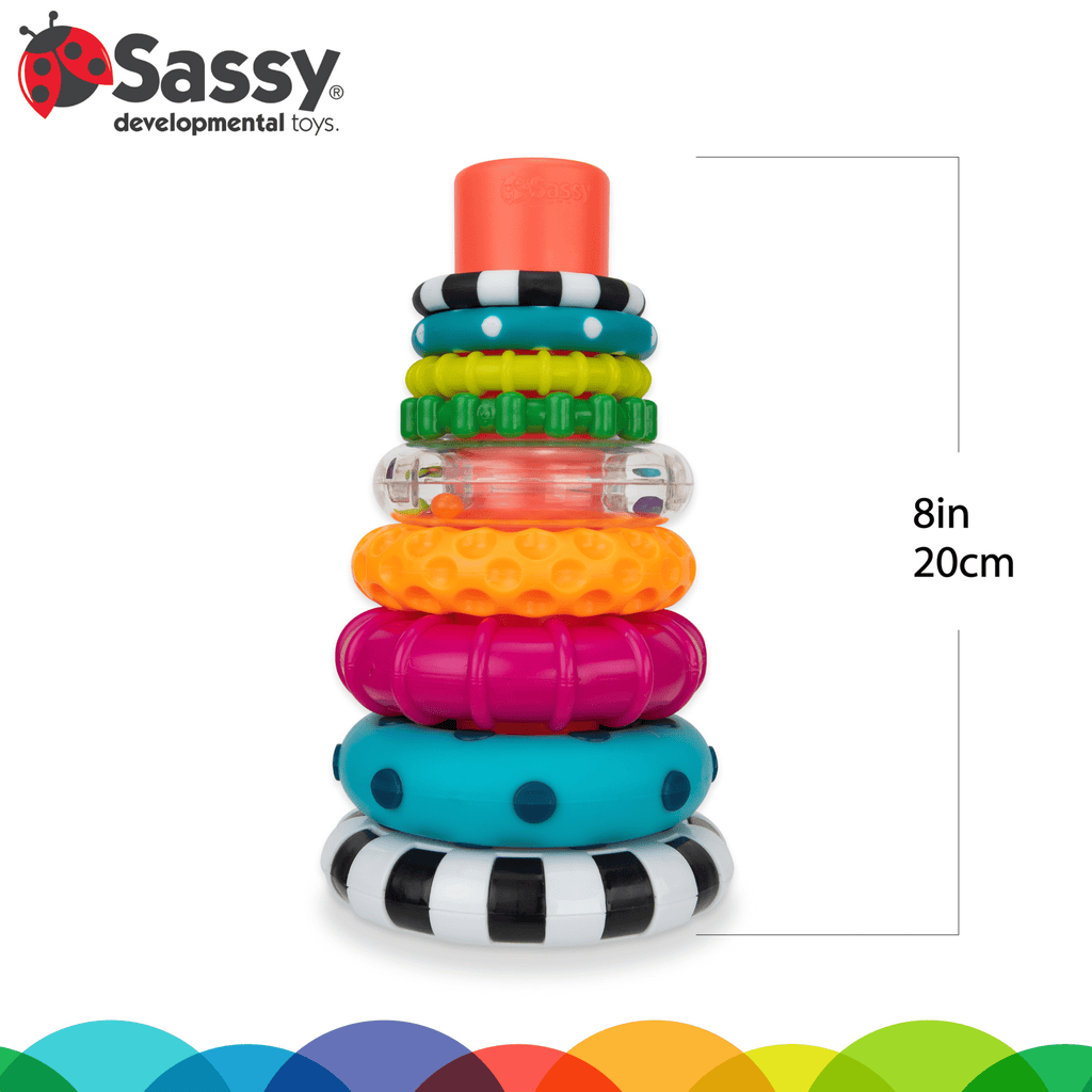 Sassy Stacks of Circles Stacking Ring STEM Learning Toy, 9 Piece Set, Ages 6 Months and Up