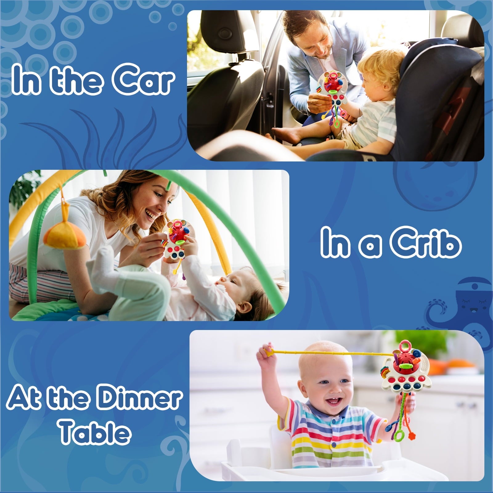 AiTuiTui Sensory Montessori Baby Toys , Toddler Learning Travel Toys for 18 Months Boy Girl Birthday Gifts, Soft Pull String Fidget Bath Toys for 18  24Months Infant Newborn